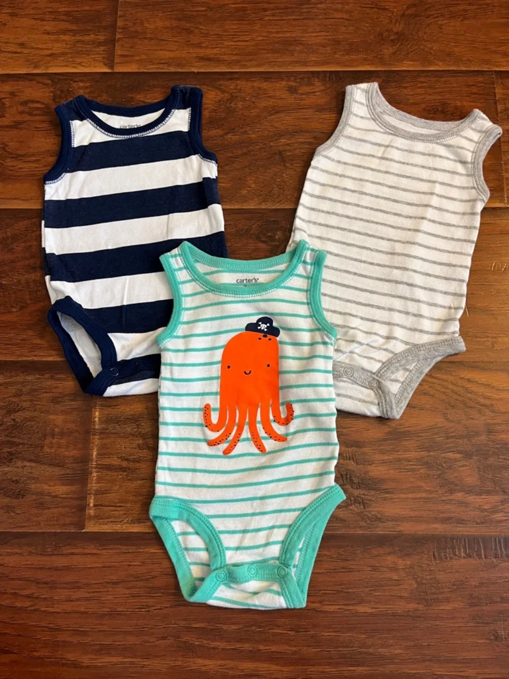 ⭐️⭐️ PICK 5 / $20 Carter's Striped Turquoise & Orange Octopus Tank One-Piece 3M
